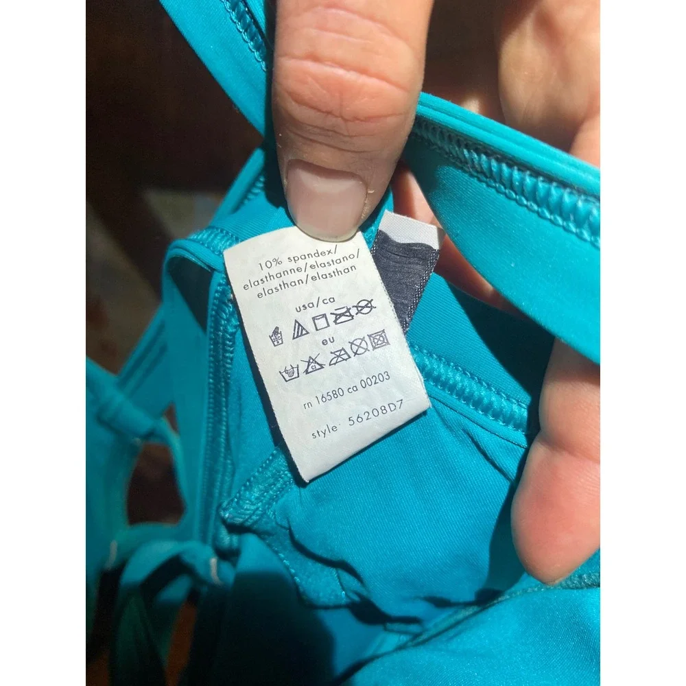 Calvin Klein Womens Turquoise Blue Cross Strap Open Back One Piece Swimsuit 10 - Picture 5 of 7